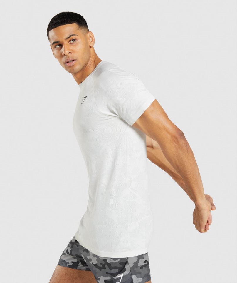 Men's Gymshark Geo Seamless T-Shirts White | CA AND861